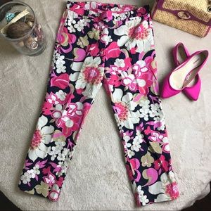 J Crew ladies floral stretch Cropped pants . Sz 10