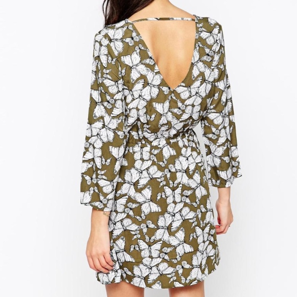 Vero moda long sleeve butterfly print skater dress