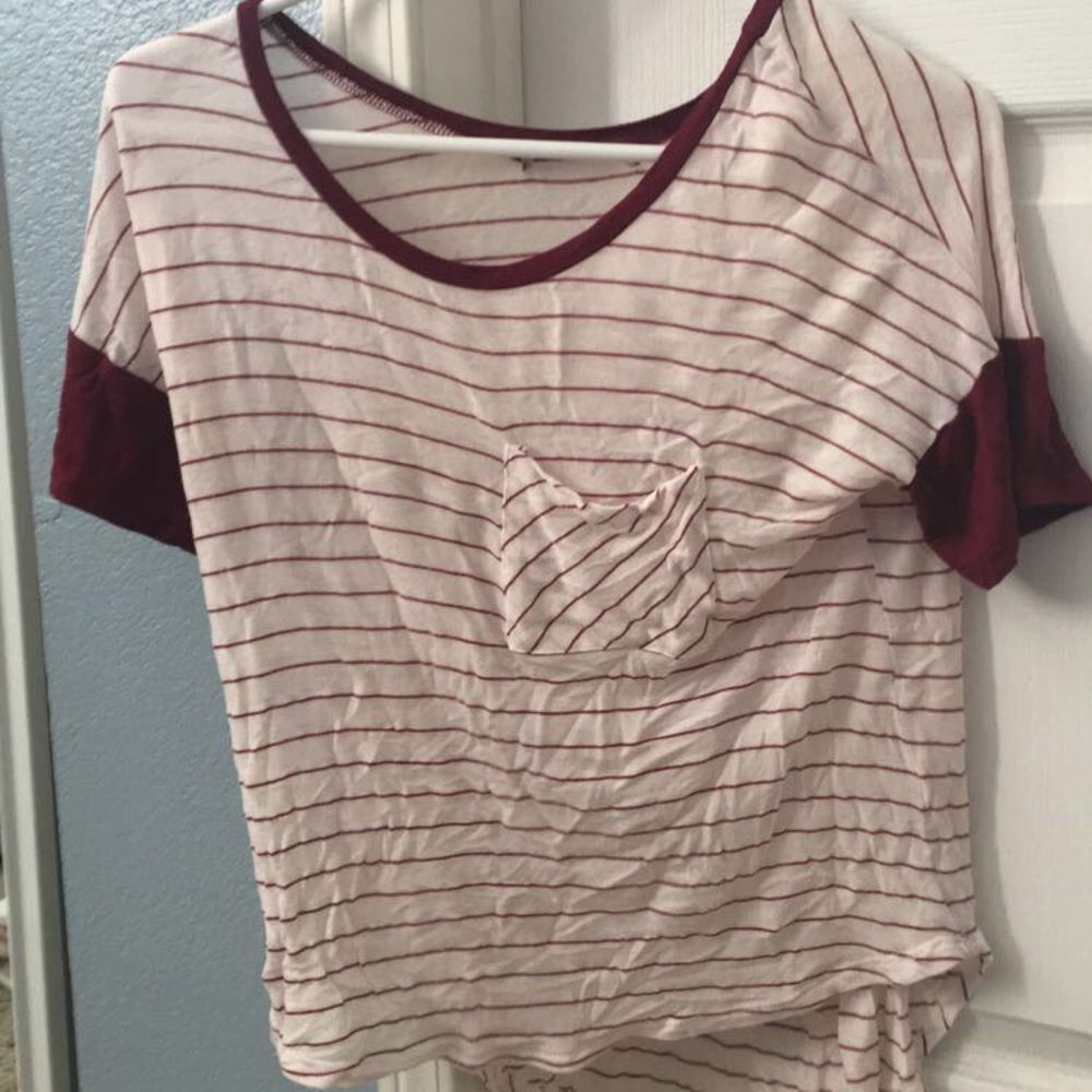 Sheer red striped shirt