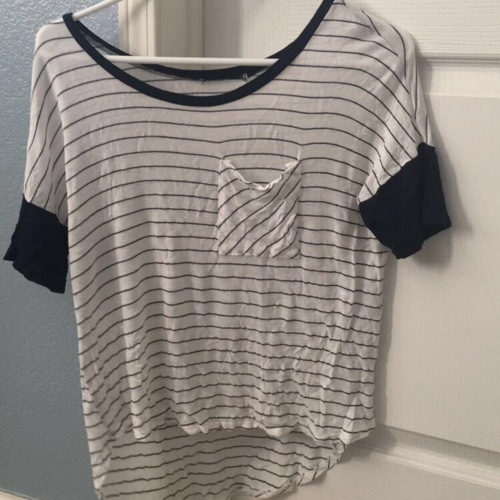 Sheer blue striped shirt