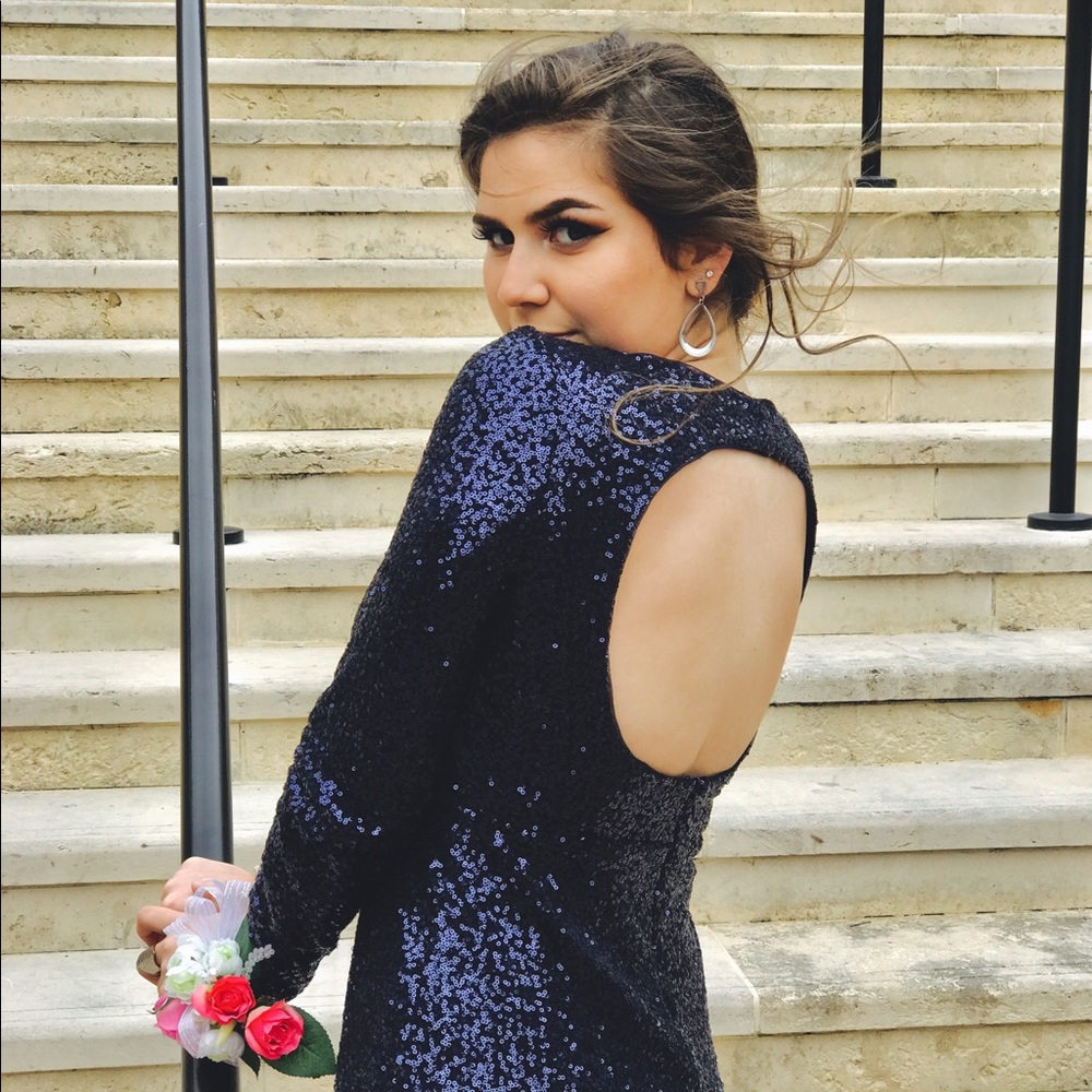 Navy Blue Sequin Dress