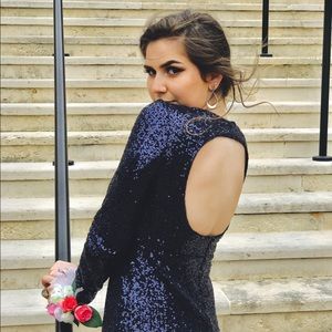 Navy Blue Sequin Dress