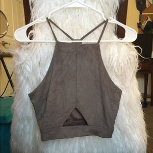 Kendall and Kylie Faux Suede Crop Top