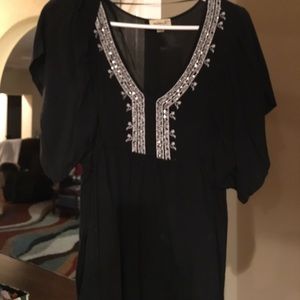 Black beaded peasant top size XL