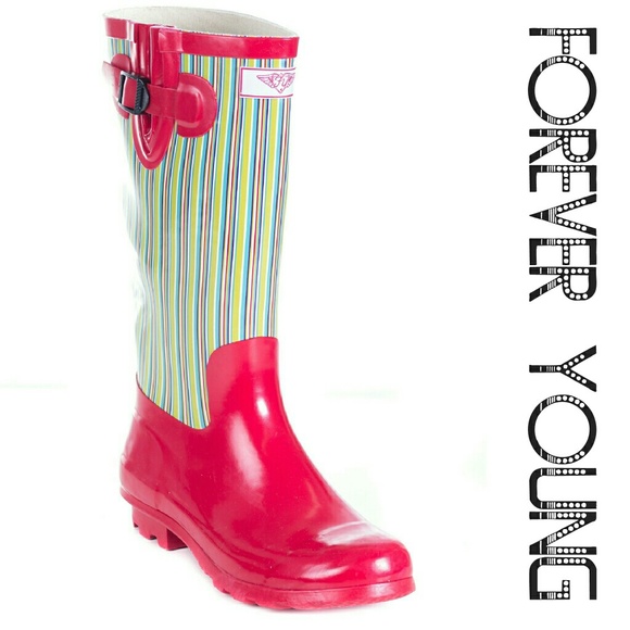 Forever Young Shoes - Women Tall Rain boots, #1516, Red