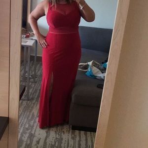 Red dress, long. size 10