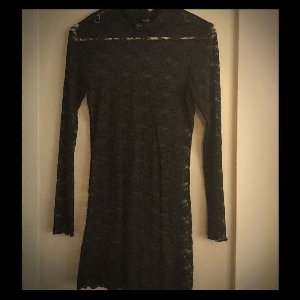 Poetry black long sleeve lace dress