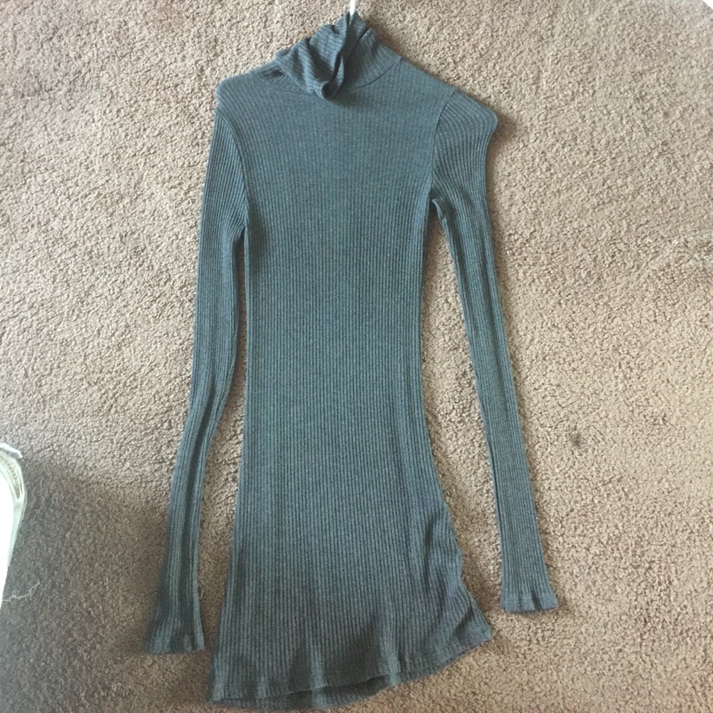 Tight turtle neck ribbed dress