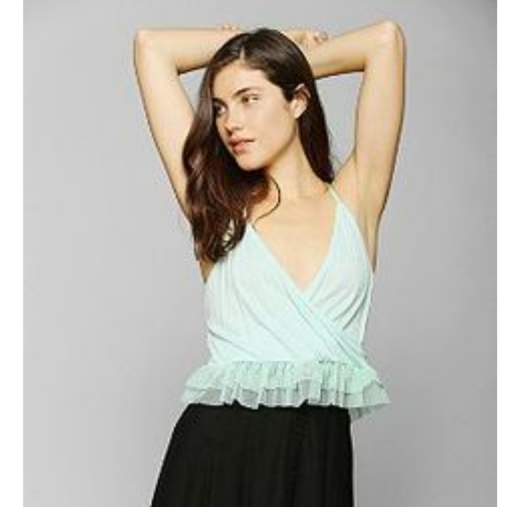 Urban Outfitters Mint Tela Flutter Surplice Cami