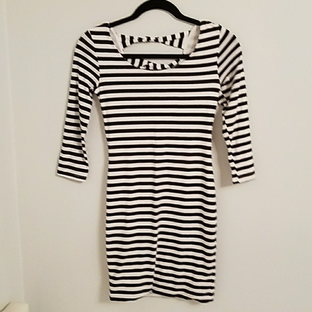 Fitted stripe dress with open back stripes