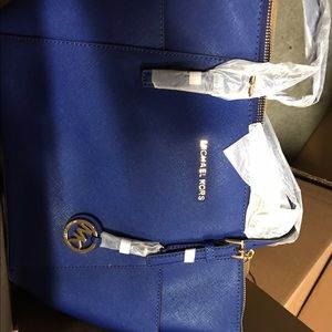 Michael kors jet set electric blue tote