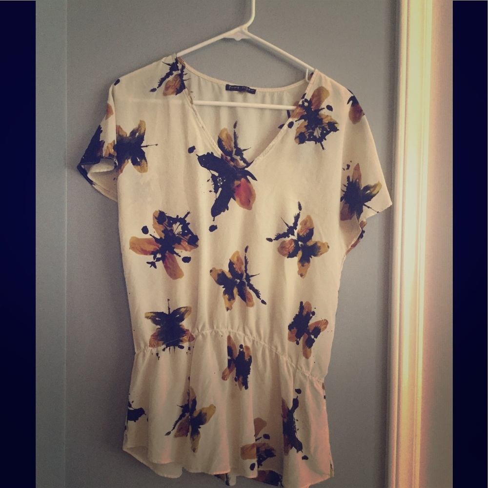 Pure Sugar butterfly print ivory blouse