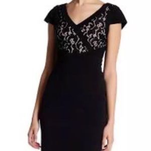 NWT Adrianna Papell Black Nude Lace Sheath Dress 4