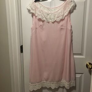 Chiffon Dress with Lace Detail- Large