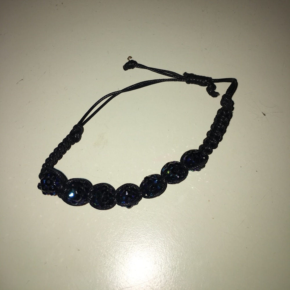 Blue rhinestone bubble beaded braclet