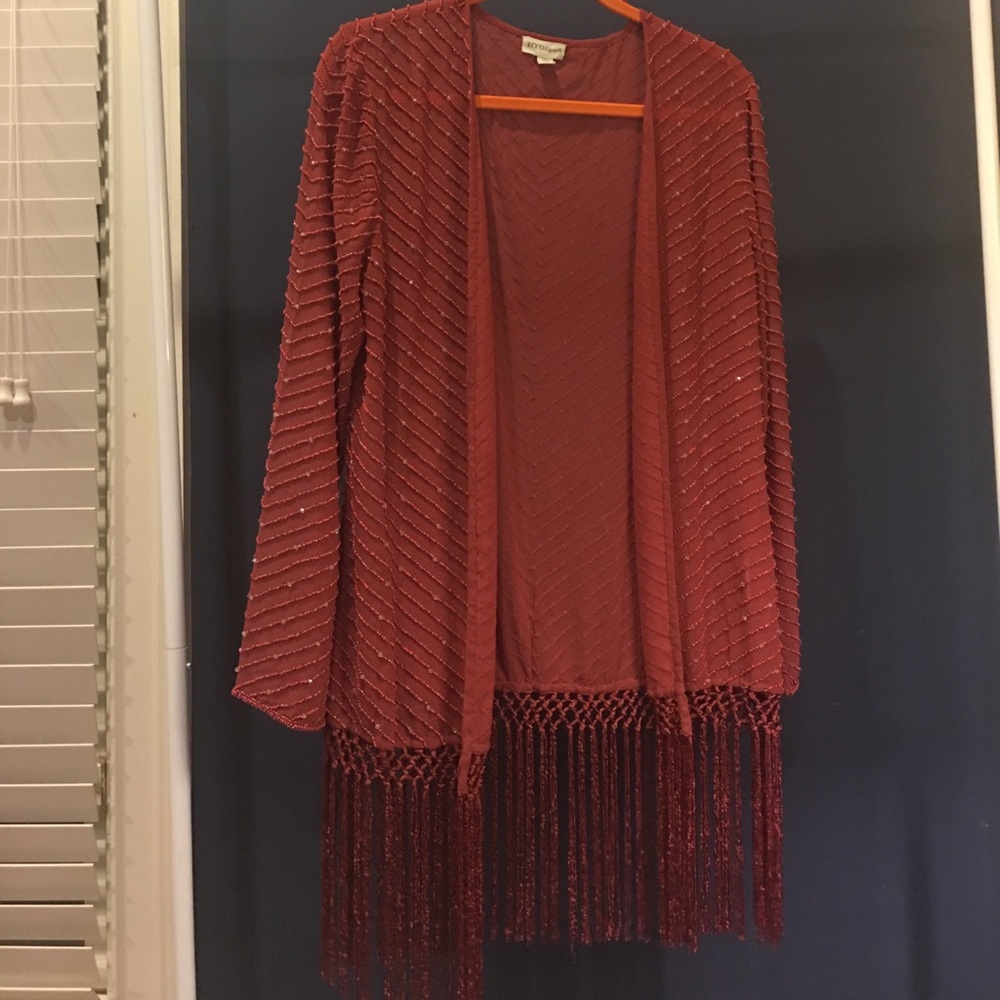 Immaculate beaded fringe cardigan