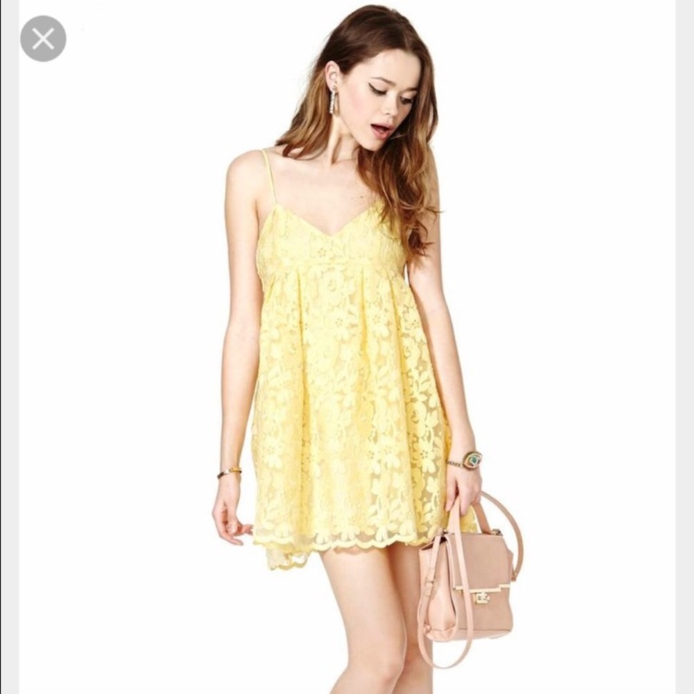 Yellow lace strappy dress