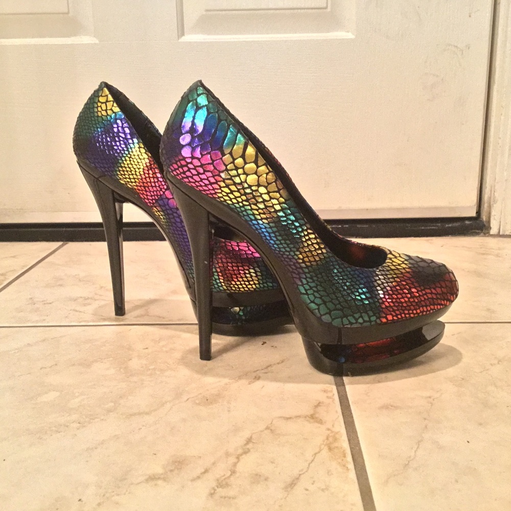 Rainbow Snakeskin Stilettos