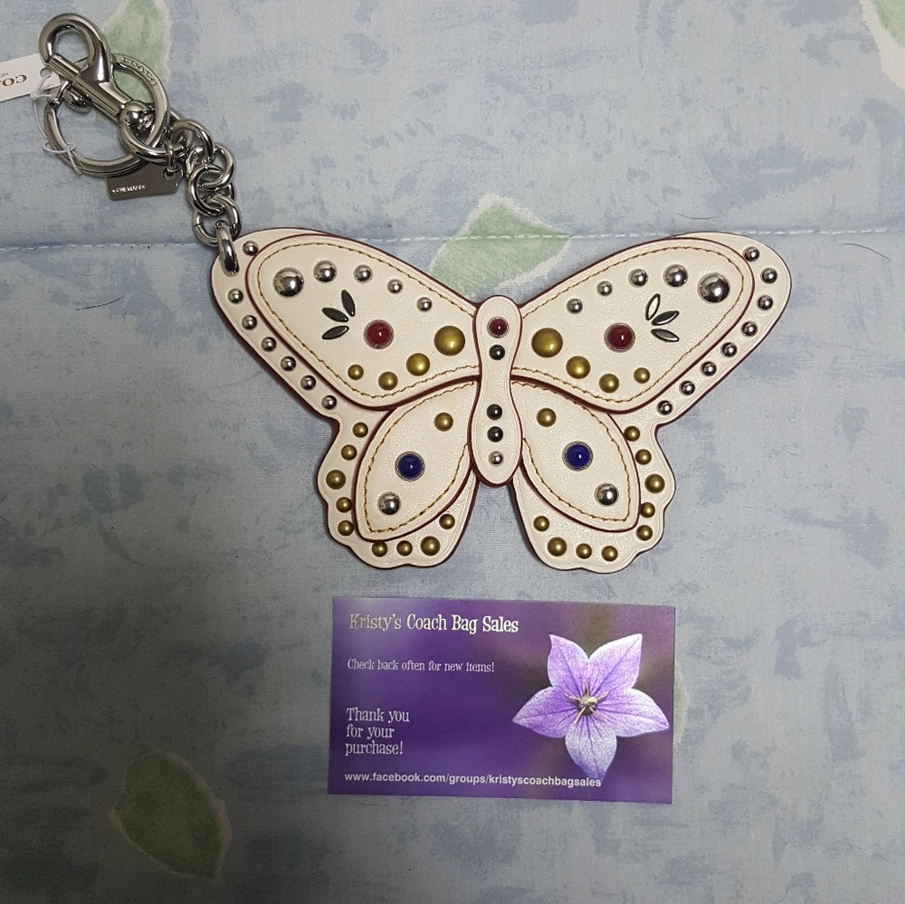 NWT Coach studded applique butterfly bag charm