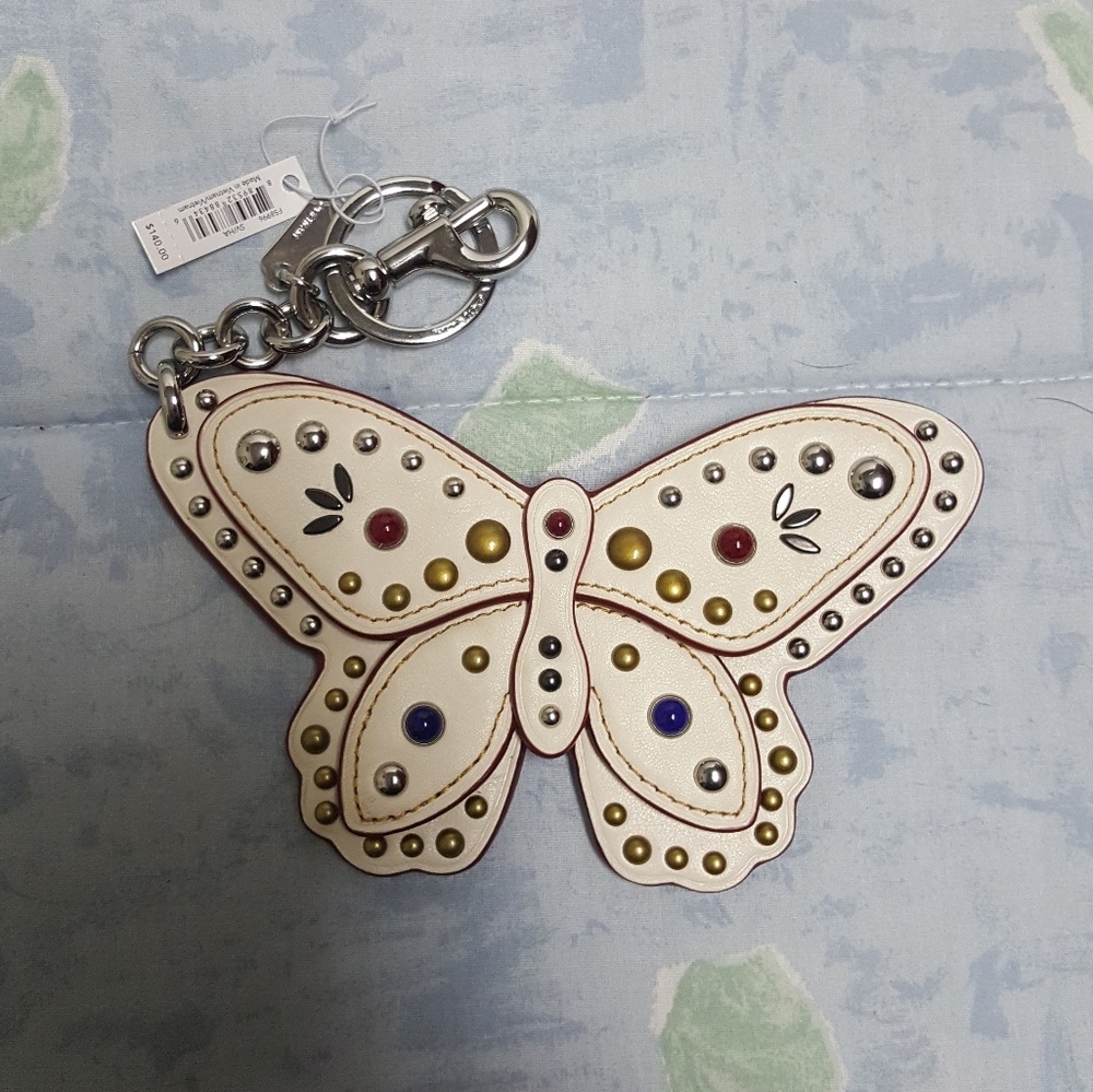 NWT Coach studded applique butterfly bag charm - Picture 2 of 4