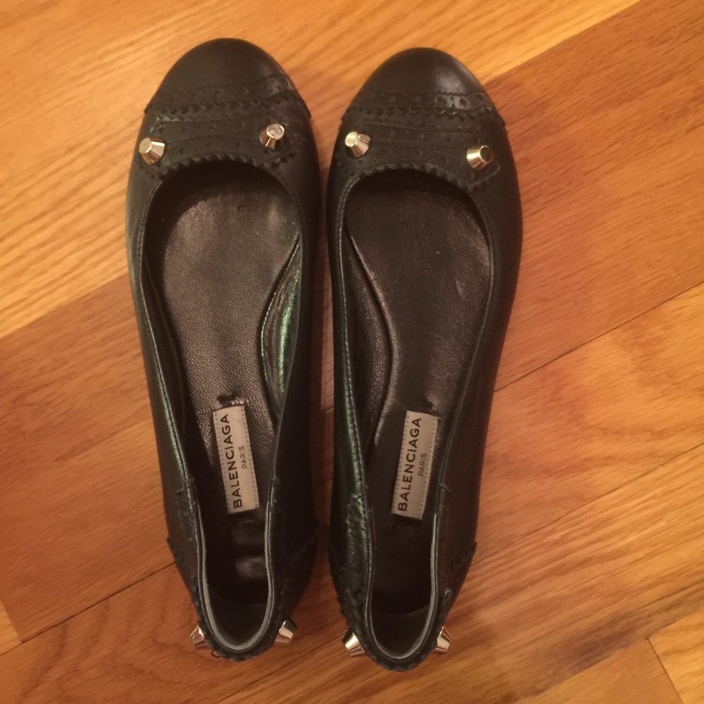 Balenciaga Brogue Ballerina Flats in Black Size 35