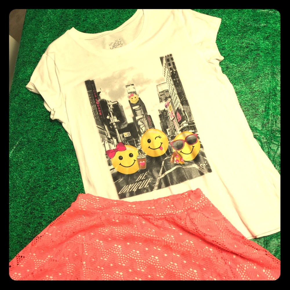 Girls emoji shirt from Justice. Kids.