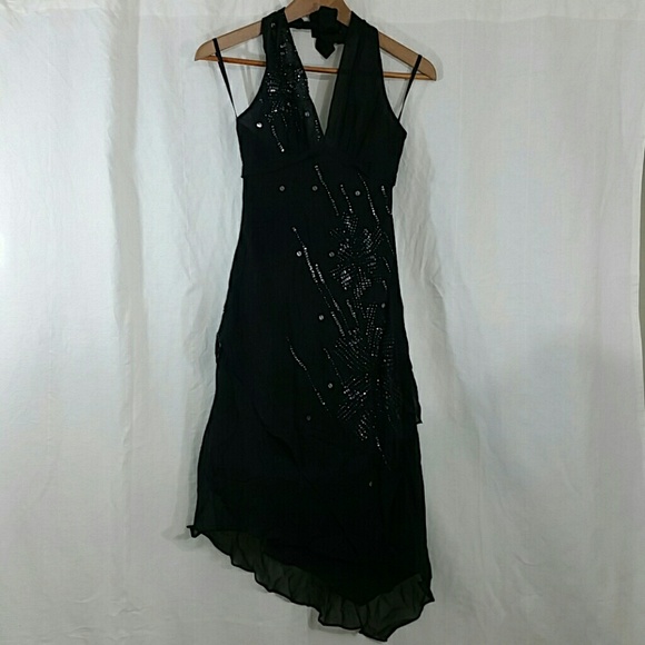 NWT! BCBGMaxAzria beaded sequin halter dress - Picture 1 of 9