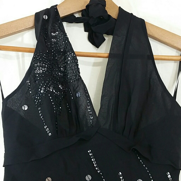 NWT! BCBGMaxAzria beaded sequin halter dress - Picture 4 of 9