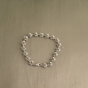 Silver plumeria bracelet