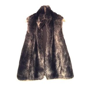 Black and silver faux fur vest - reversible