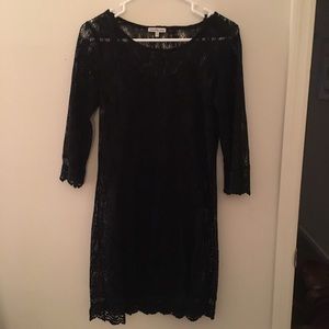 Black lace dress with black slip