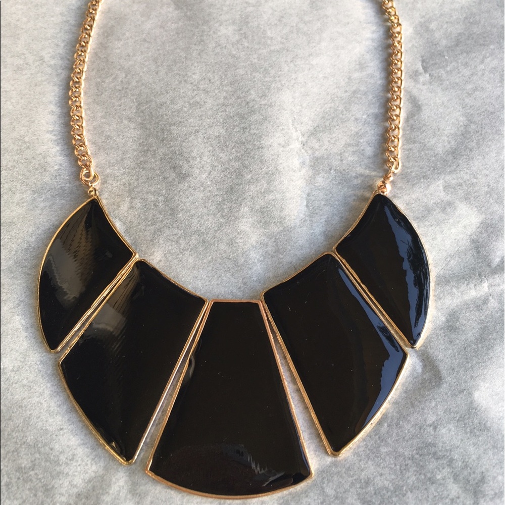 Gold necklace with Black Enamel