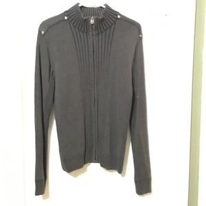 Men's black knit zip down