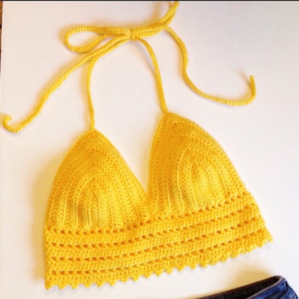 Canary Yellow Crochet Halter