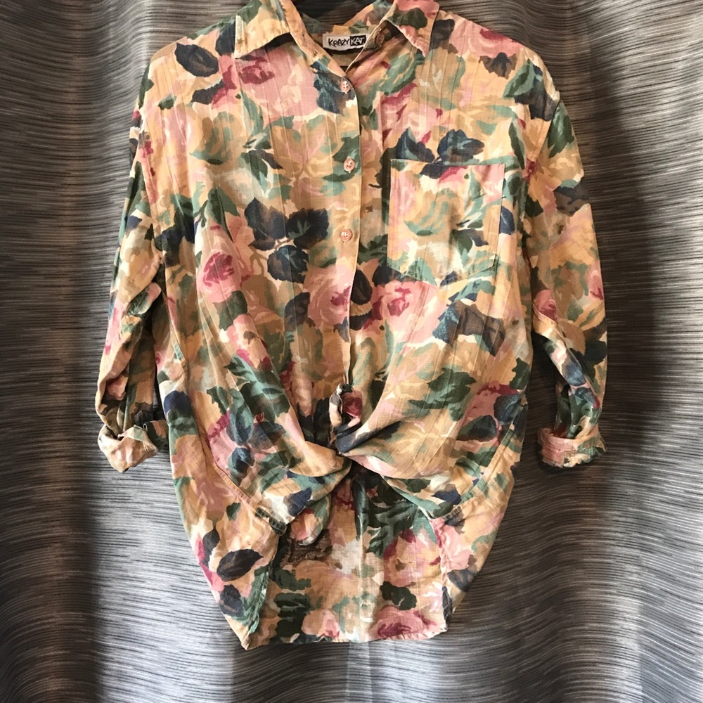 Unique Floral Print Button Up