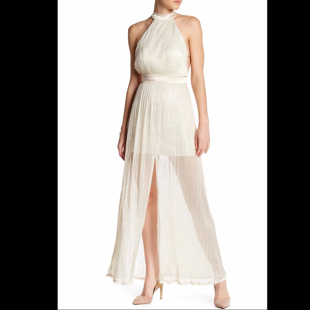 Metallic Halter slick dress