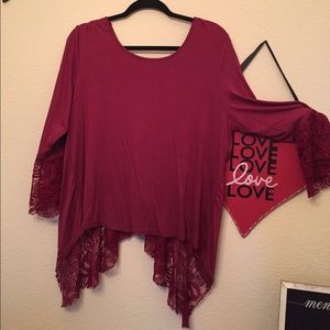 Shyanne Burgundy Lace Top L Shyanne Burgundy Lace Top L