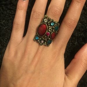 Multi-colored stone ring