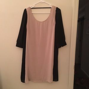 Black and Tan dress with three quarter sleeves