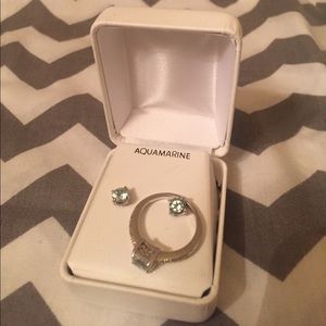 Aquamarine silver ring and earring.💎
