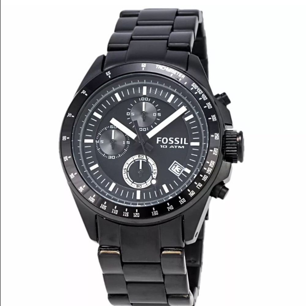 Men's Fossil Decker Watch- Black Stainless Steel