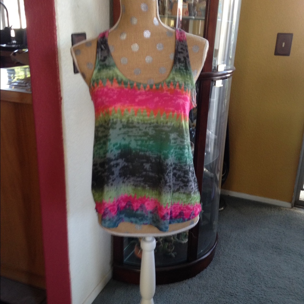 Multi color razor back tank