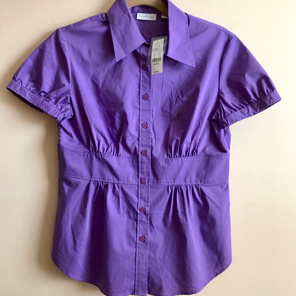 NWT Lilac Button Front Blouse