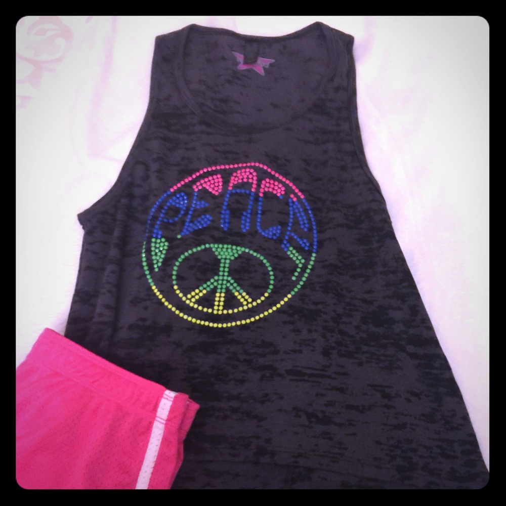 Girls studded, burnout, black tank