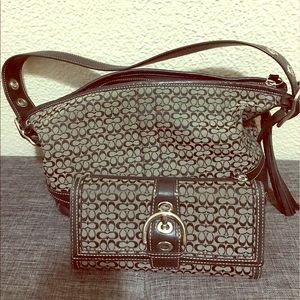 Coach Black and Grey Shoulder bag and wallet