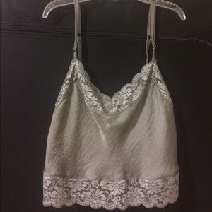 Brandy Melville Gray Silk Cropped Tank Top