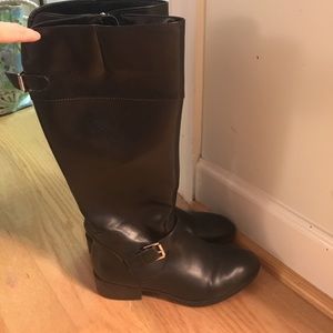 Black leather boots