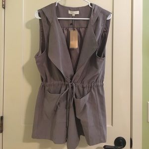 Small taupe hooded vest