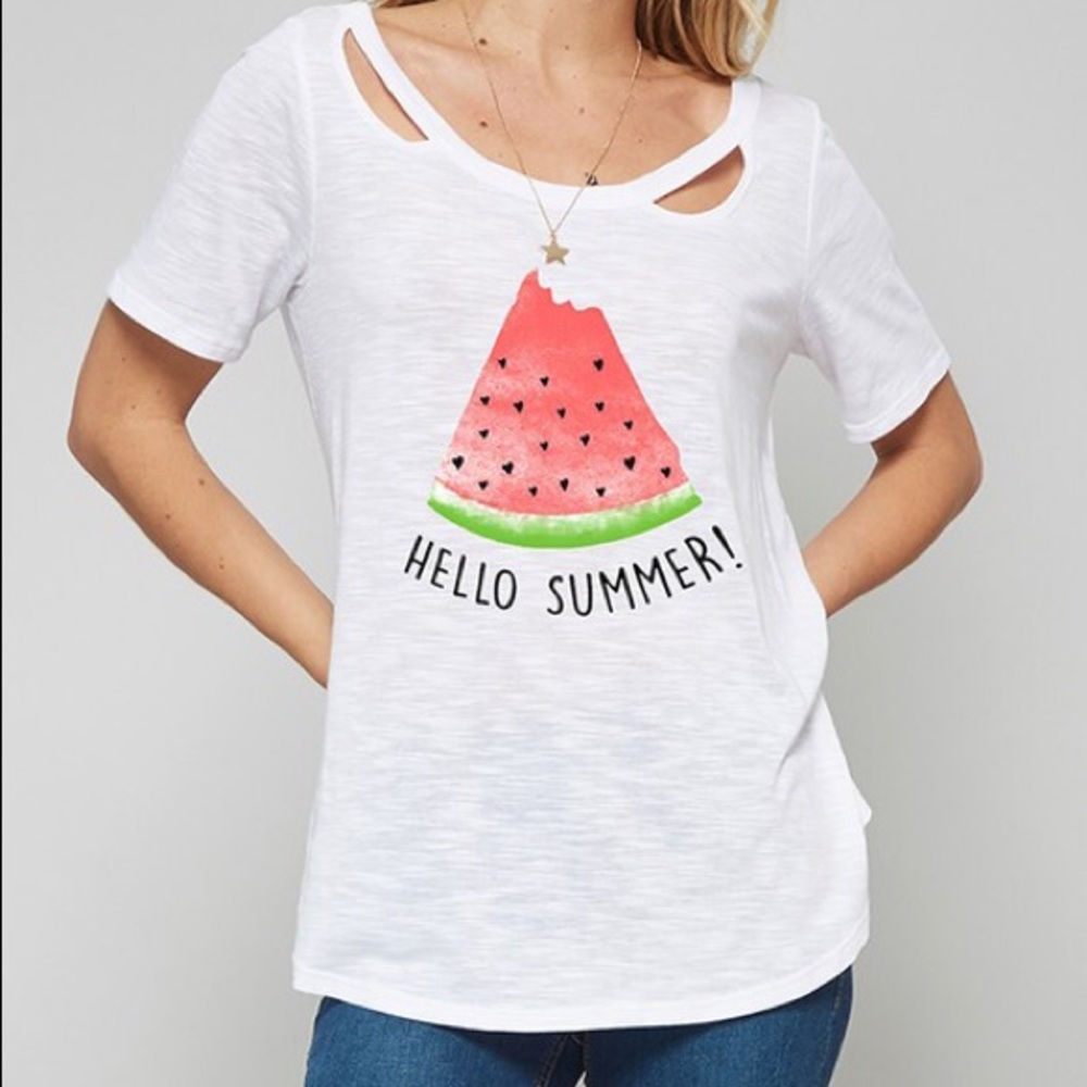 Cut out hello summer watermelon tee