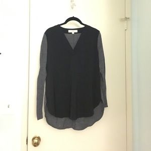 LOFT Black and grey v neck top